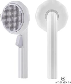 AdomniaGoods – Click & Clean Kattenborstel – Hondenborstel – Massage Borstel – Wit