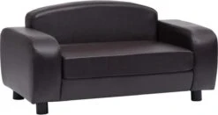 Lederen Hondenbank – Hondensofa – Hondenmand – Dieren Bank – Bruin – Binnenafmetingen: 58 X 36 Cm (B X D)